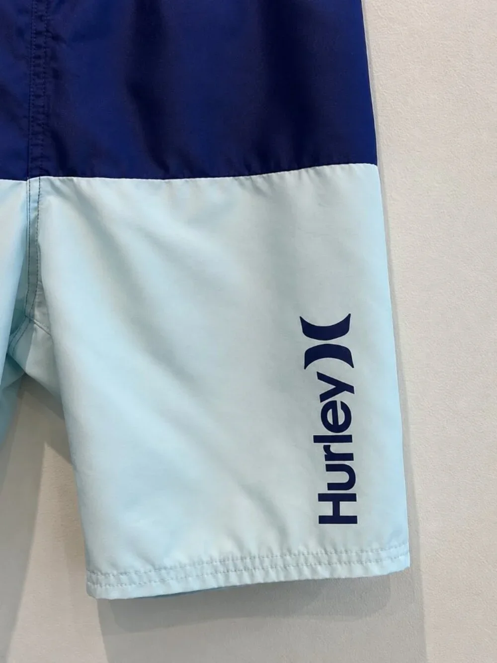 Hurley Boys Swim Trunks Size M Navy Light Blue Colorblock Mesh Lined